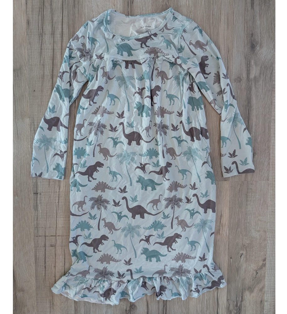 NWOT Sweet Bamboo Dinosaur Ruffle Hem Nightgown, Size 7Y (k8)